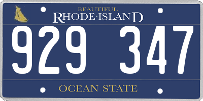RI license plate 929347