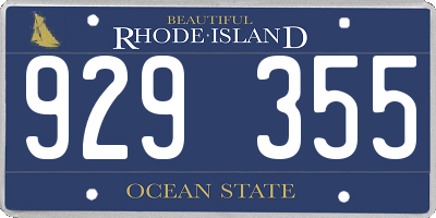 RI license plate 929355