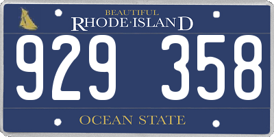 RI license plate 929358