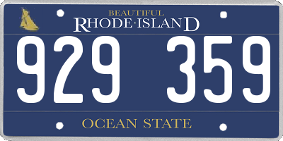 RI license plate 929359