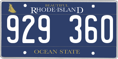 RI license plate 929360