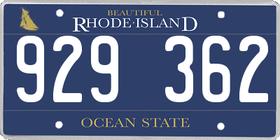 RI license plate 929362
