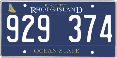 RI license plate 929374