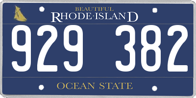 RI license plate 929382