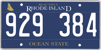RI license plate 929384
