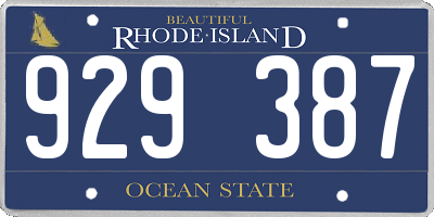 RI license plate 929387