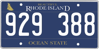 RI license plate 929388