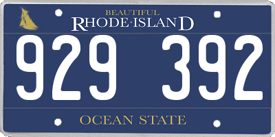RI license plate 929392