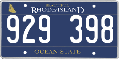 RI license plate 929398