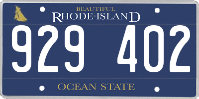 RI license plate 929402