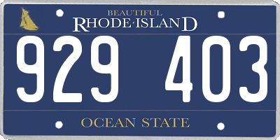 RI license plate 929403