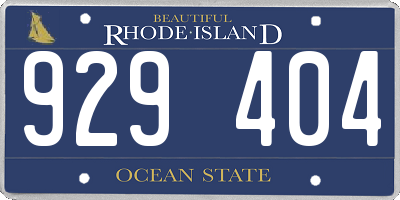 RI license plate 929404