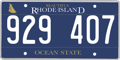 RI license plate 929407