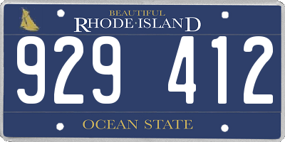 RI license plate 929412