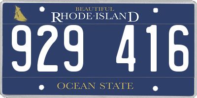 RI license plate 929416