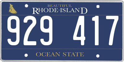 RI license plate 929417