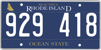 RI license plate 929418