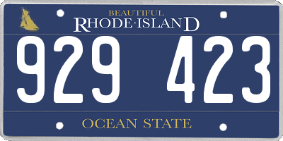 RI license plate 929423