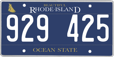 RI license plate 929425