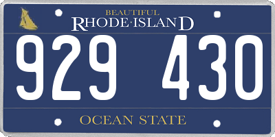 RI license plate 929430