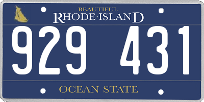 RI license plate 929431
