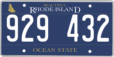 RI license plate 929432