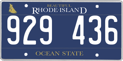 RI license plate 929436