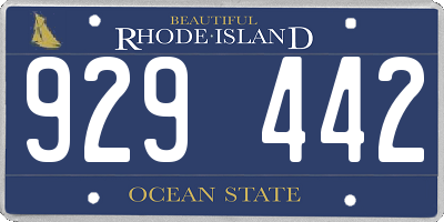 RI license plate 929442