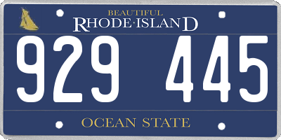 RI license plate 929445