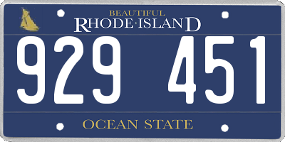 RI license plate 929451
