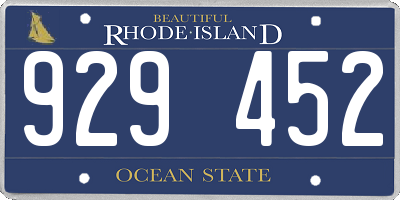 RI license plate 929452