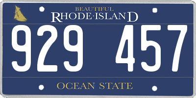 RI license plate 929457