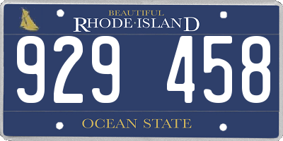 RI license plate 929458