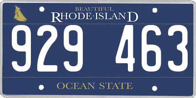 RI license plate 929463