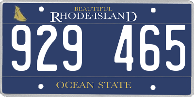 RI license plate 929465