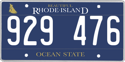 RI license plate 929476