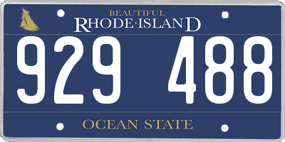 RI license plate 929488