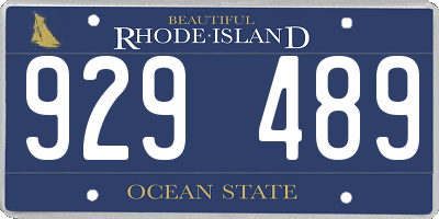 RI license plate 929489
