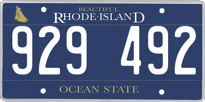RI license plate 929492