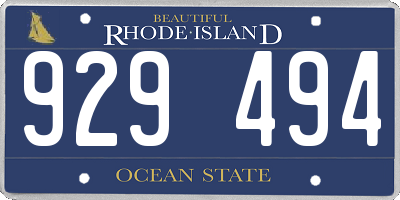 RI license plate 929494