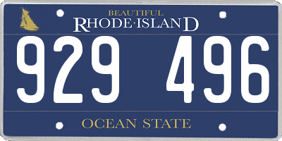 RI license plate 929496