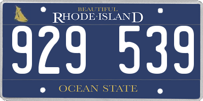 RI license plate 929539