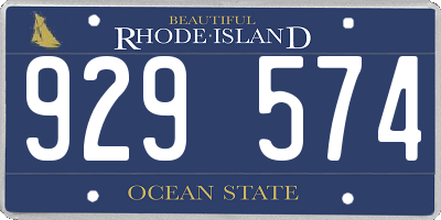 RI license plate 929574