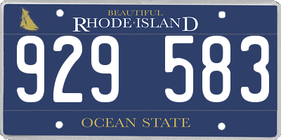 RI license plate 929583
