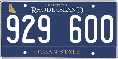 RI license plate 929600