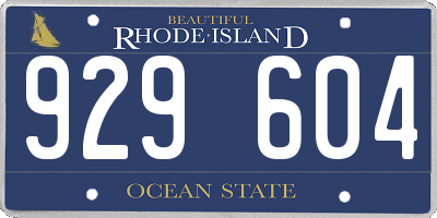 RI license plate 929604