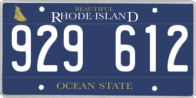 RI license plate 929612