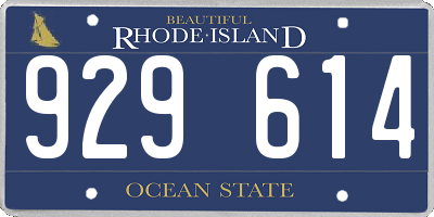 RI license plate 929614