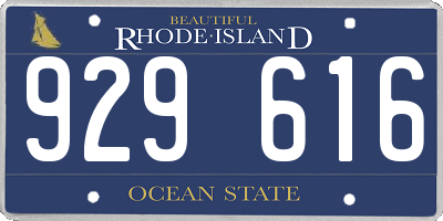 RI license plate 929616