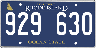 RI license plate 929630